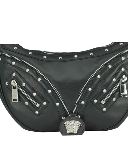 Sac à bandoulière Versace élégant en cuir noir