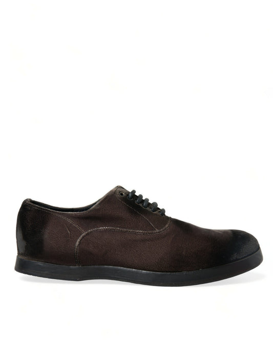 Chaussures Oxford à lacets en velours marron élégantes Dolce &amp; Gabbana