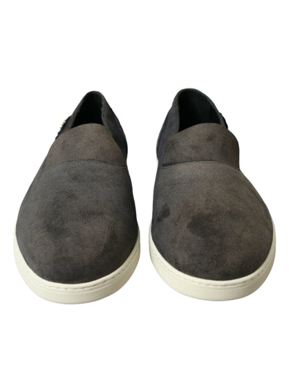 Dolce &amp; Gabbana Blue Suede Caiman Men Loafers Slippers Shoes