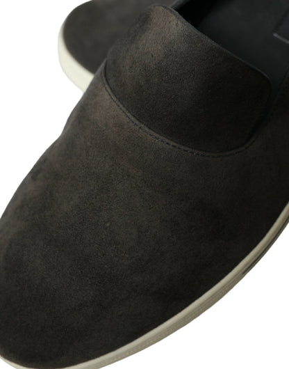 Dolce &amp; Gabbana Blue Suede Caiman Men Loafers Slippers Shoes