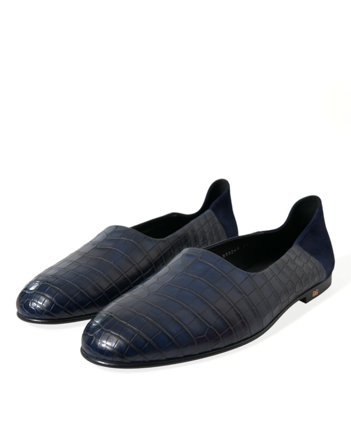 Mocassins élégants en cuir de crocodile bleu Dolce &amp; Gabbana