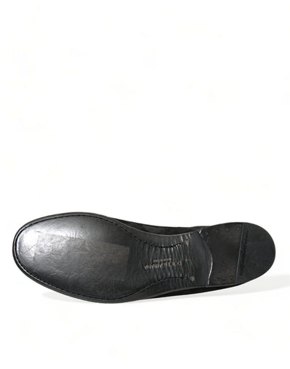Dolce &amp; Gabbana Black RUNWAY Velor AMALFI Loafers Shoes