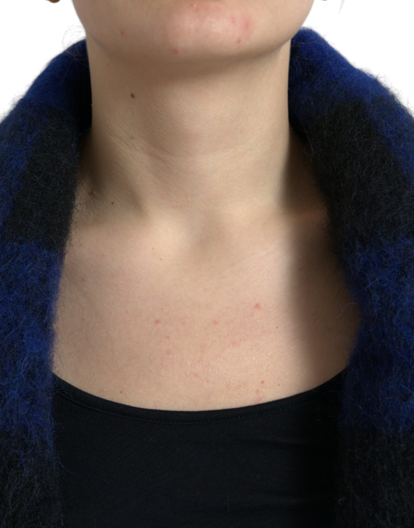 Dolce & Gabbana Black Blue Buffalo Check Poncho Coat Sweater by Dolce & Gabbana