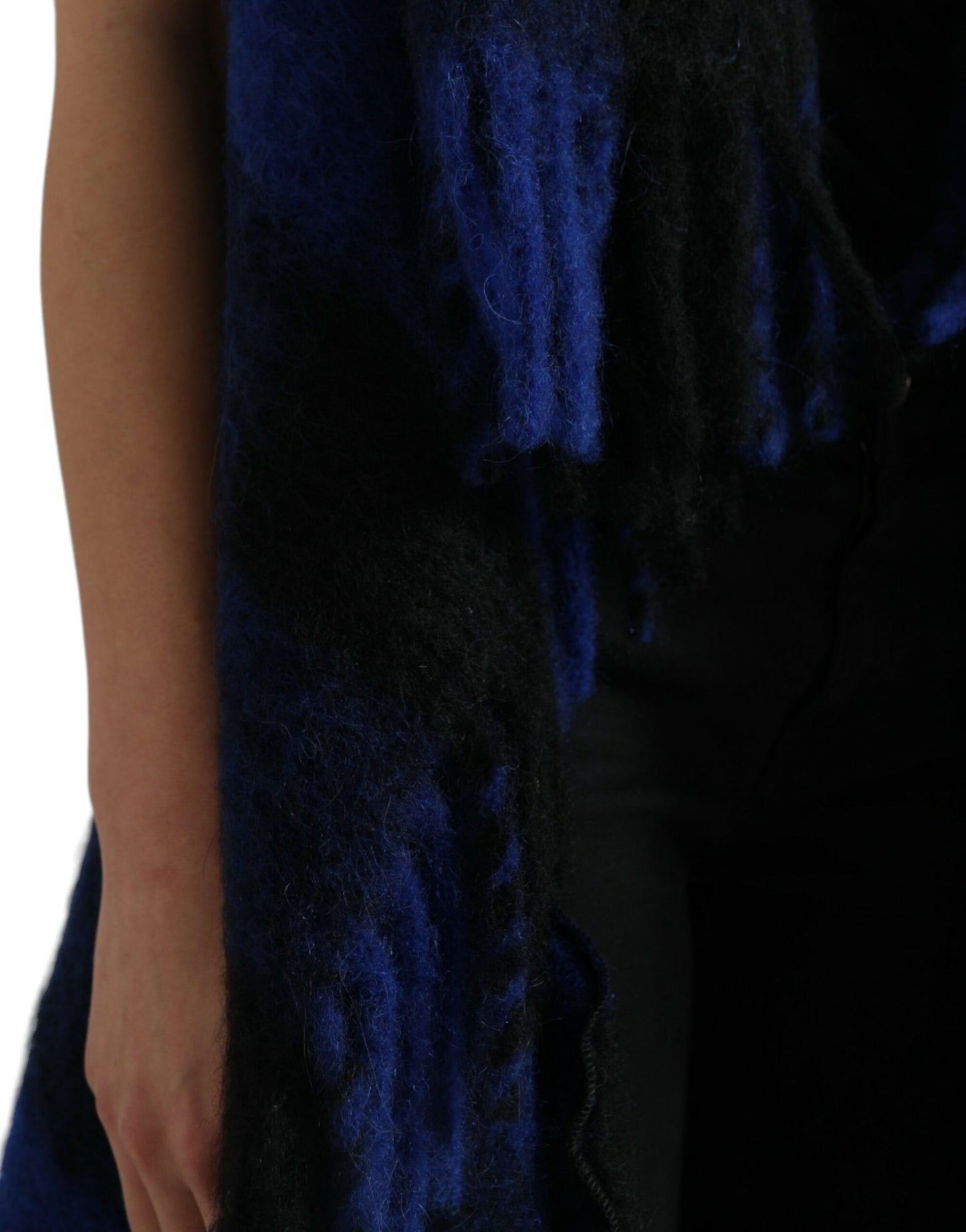 Dolce & Gabbana Black Blue Buffalo Check Poncho Coat Sweater by Dolce & Gabbana