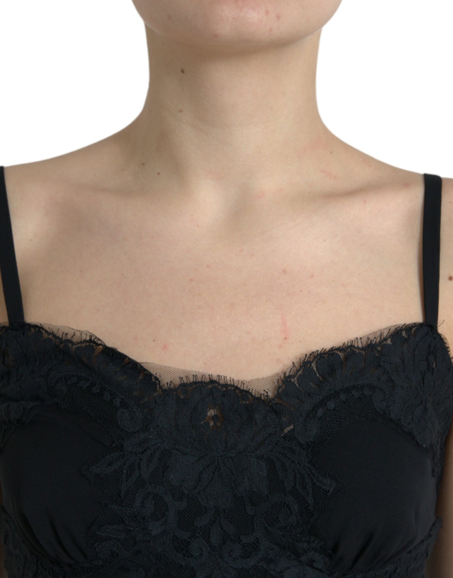 Dolce & Gabbana Black Silk Stretch Lace Sleeveless Tank Top by Dolce & Gabbana