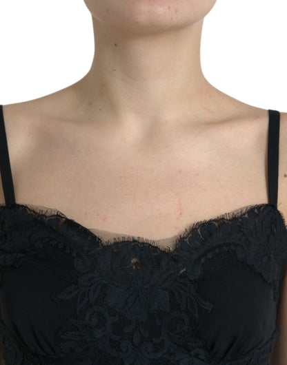 Dolce & Gabbana Black Silk Stretch Lace Sleeveless Tank Top by Dolce & Gabbana