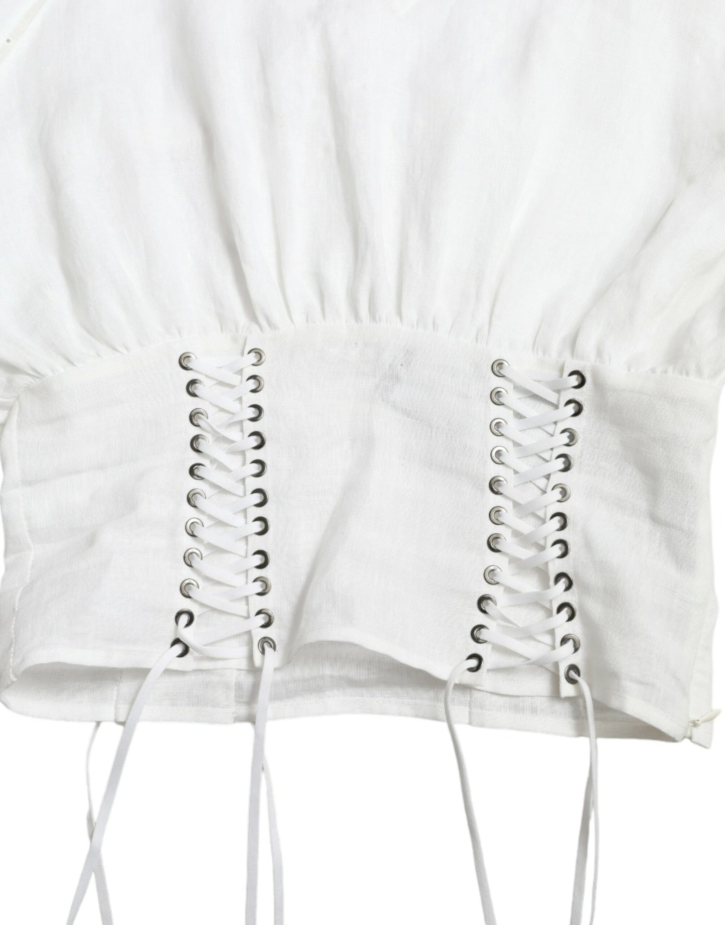 Dolce & Gabbana White Cotton Corset Cropped Long Sleeves Topclothing by Dolce & Gabbana