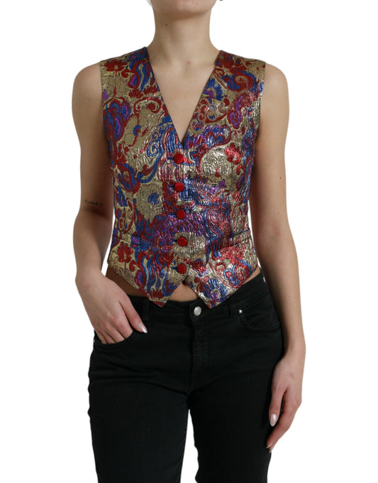 Gilet cardigan en jacquard à imprimé floral multicolore Dolce &amp; Gabbana