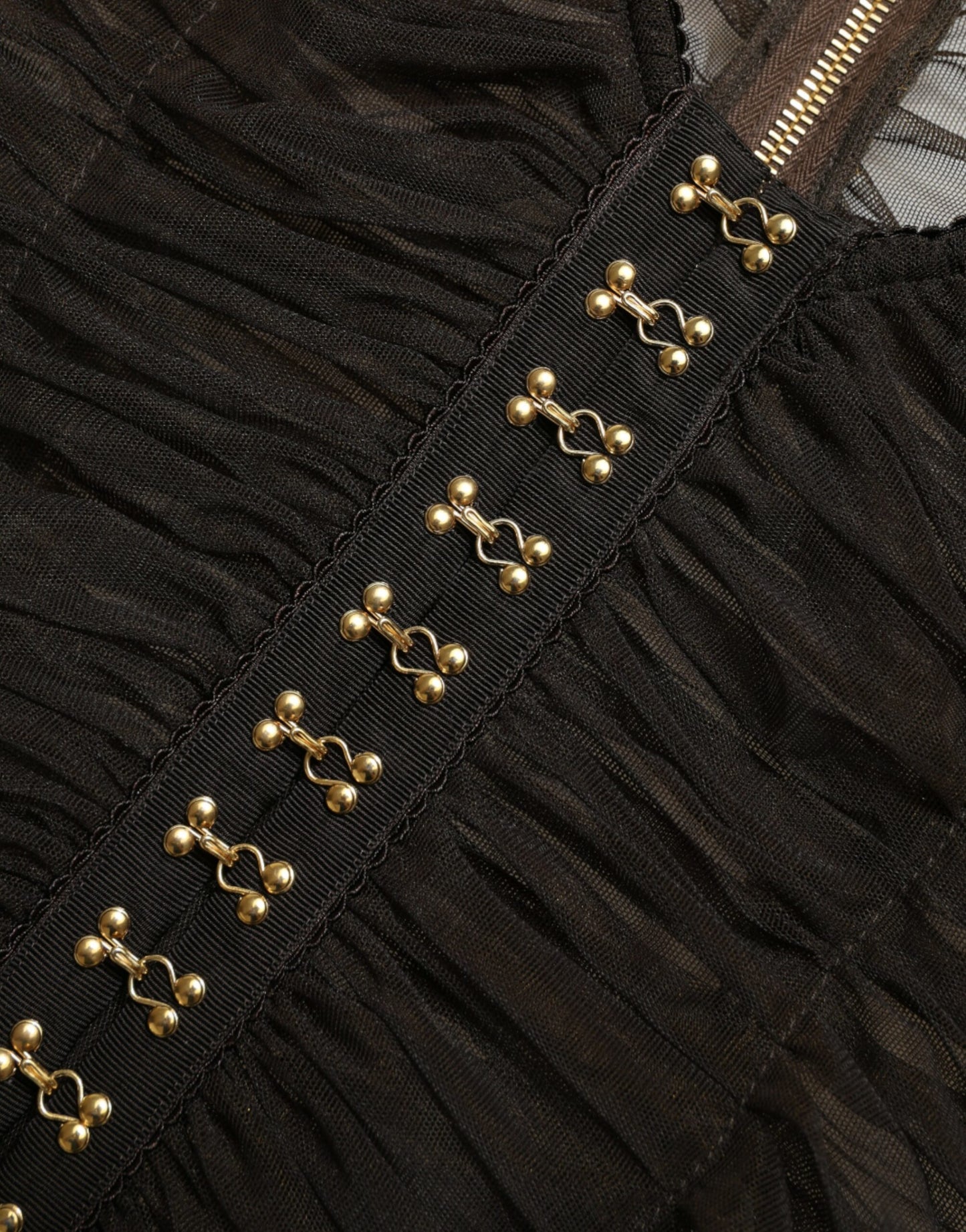 Dolce & Gabbana Brown Embellished Nylon Stretch Cropped Top by Dolce & Gabbana