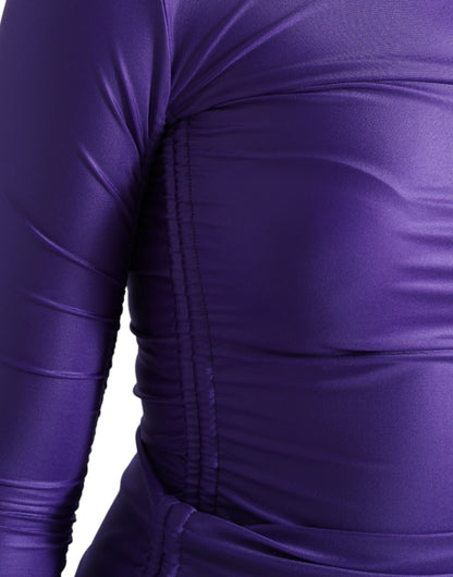 Dolce & Gabbana Purple Nylon Stretch Slim Long Sleeves Top by Dolce & Gabbana