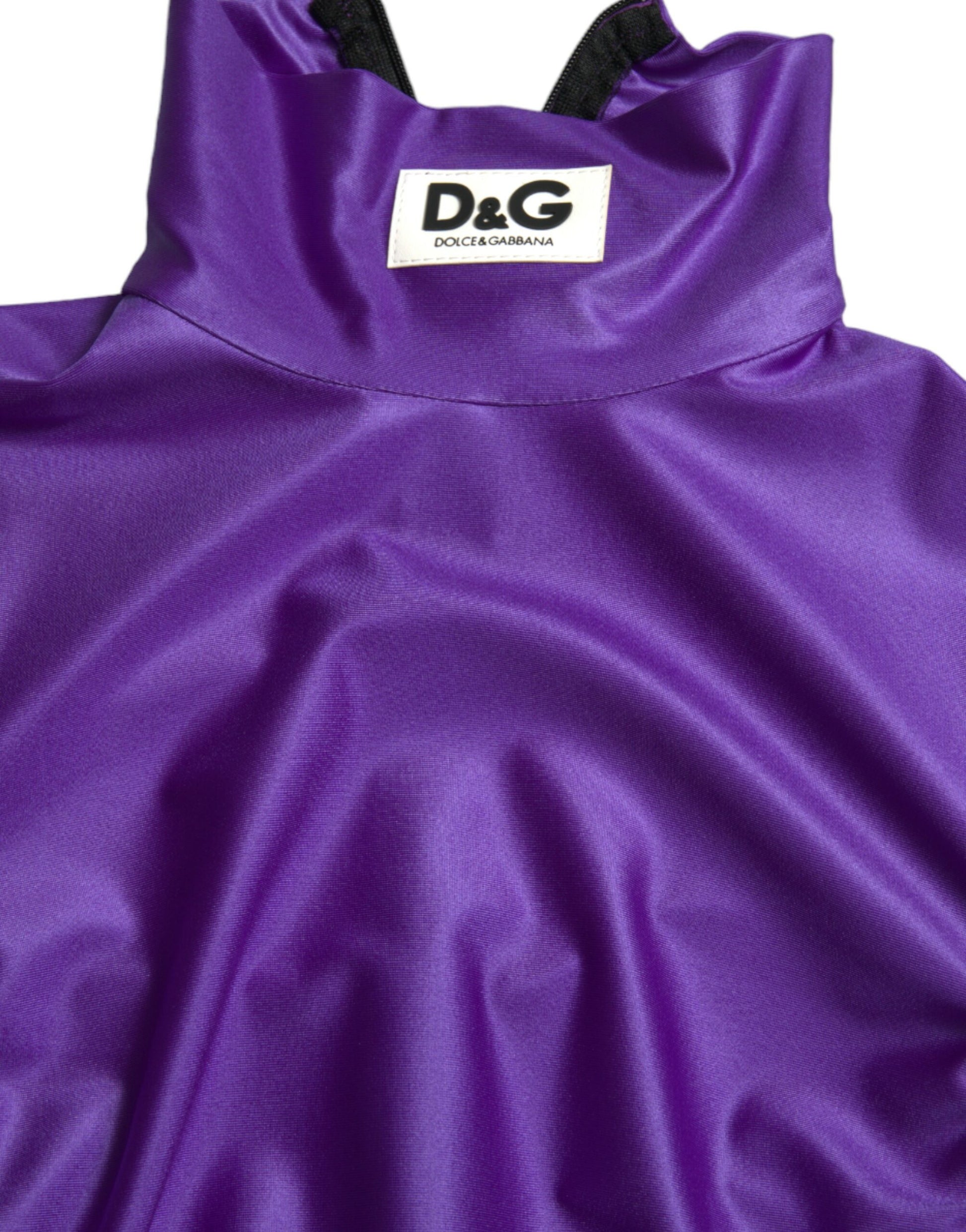 Dolce & Gabbana Purple Nylon Stretch Slim Long Sleeves Top by Dolce & Gabbana