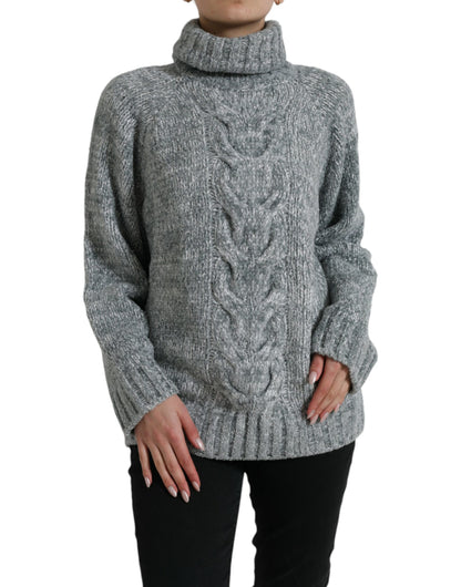 Dolce & Gabbana Gray Cashmere Turtle Neck Pullover Sweater by Dolce & Gabbana