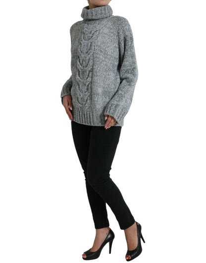 Dolce & Gabbana Gray Cashmere Turtle Neck Pullover Sweater by Dolce & Gabbana