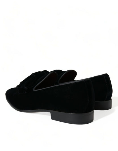 Mocassins élégants en velours noir Dolce &amp; Gabbana - Chaussures de luxe pour homme