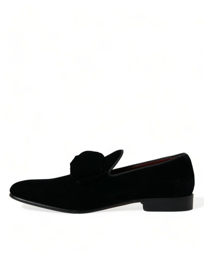 Mocassins élégants en velours noir Dolce &amp; Gabbana - Chaussures de luxe pour homme