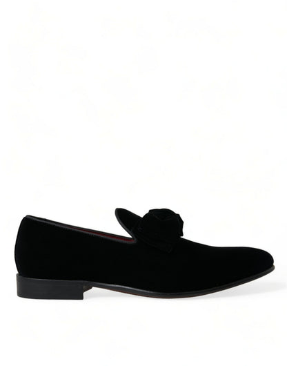 Mocassins élégants en velours noir Dolce &amp; Gabbana - Chaussures de luxe pour homme