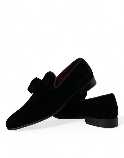 Mocassins élégants en velours noir Dolce &amp; Gabbana - Chaussures de luxe pour homme