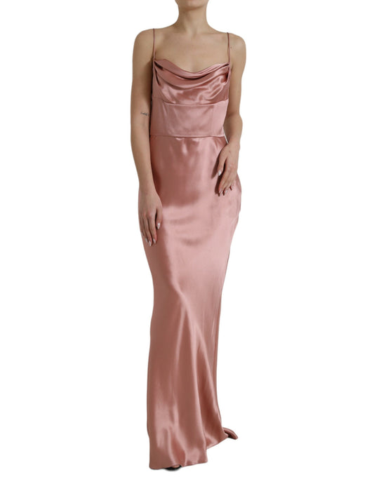 Dolce & Gabbana Pink Silk Spaghetti Straps Long Gown Dress by Dolce & Gabbana