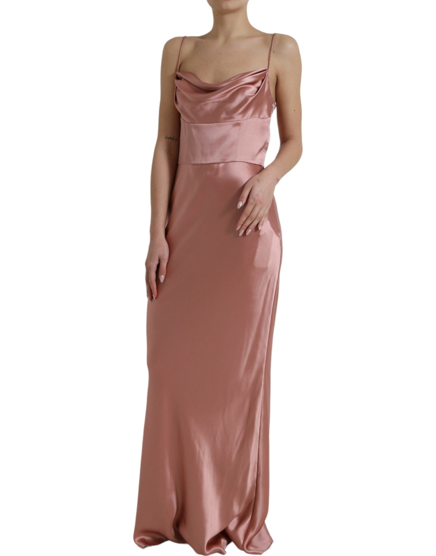Dolce & Gabbana Pink Silk Spaghetti Straps Long Gown Dress by Dolce & Gabbana