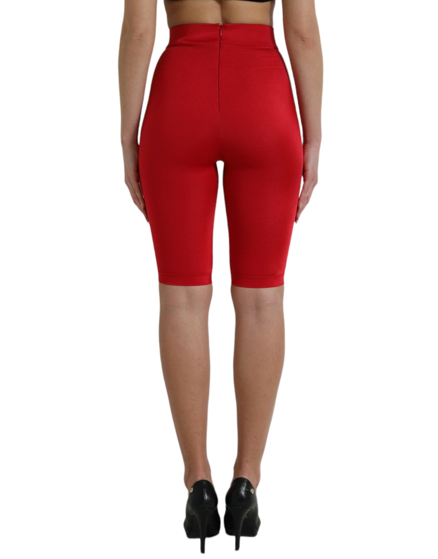 Dolce & Gabbana Red Stretch High Waist Cropped Leggings Pants by Dolce & Gabbana