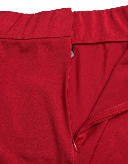 Dolce & Gabbana Red Stretch High Waist Cropped Leggings Pants by Dolce & Gabbana