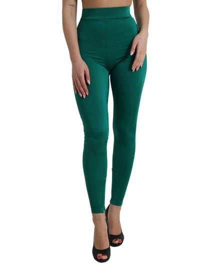 Dolce & Gabbana Green Nylon Stretch Slim Leggings Pants by Dolce & Gabbana