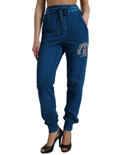 Dolce & Gabbana Blue Logo Cotton Jogger Sweatpants Pants by Dolce & Gabbana