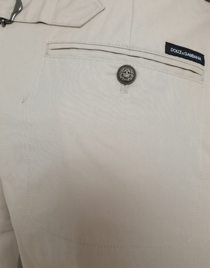 Dolce & Gabbana Beige Cotton High Waist Tapered Pants by Dolce & Gabbana