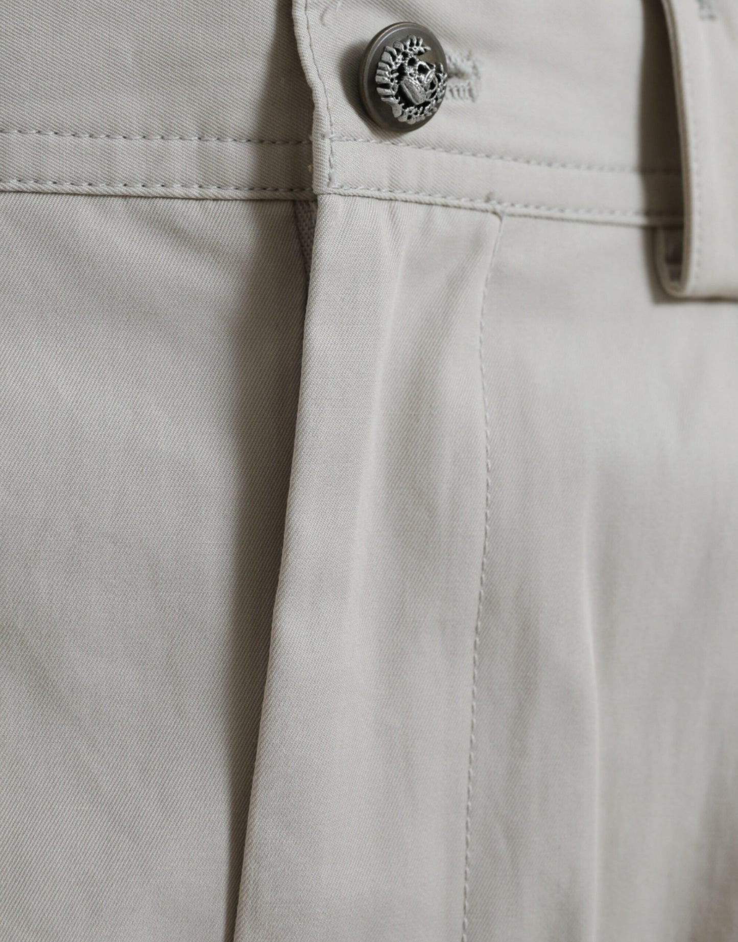 Dolce & Gabbana Beige Cotton High Waist Tapered Pants by Dolce & Gabbana