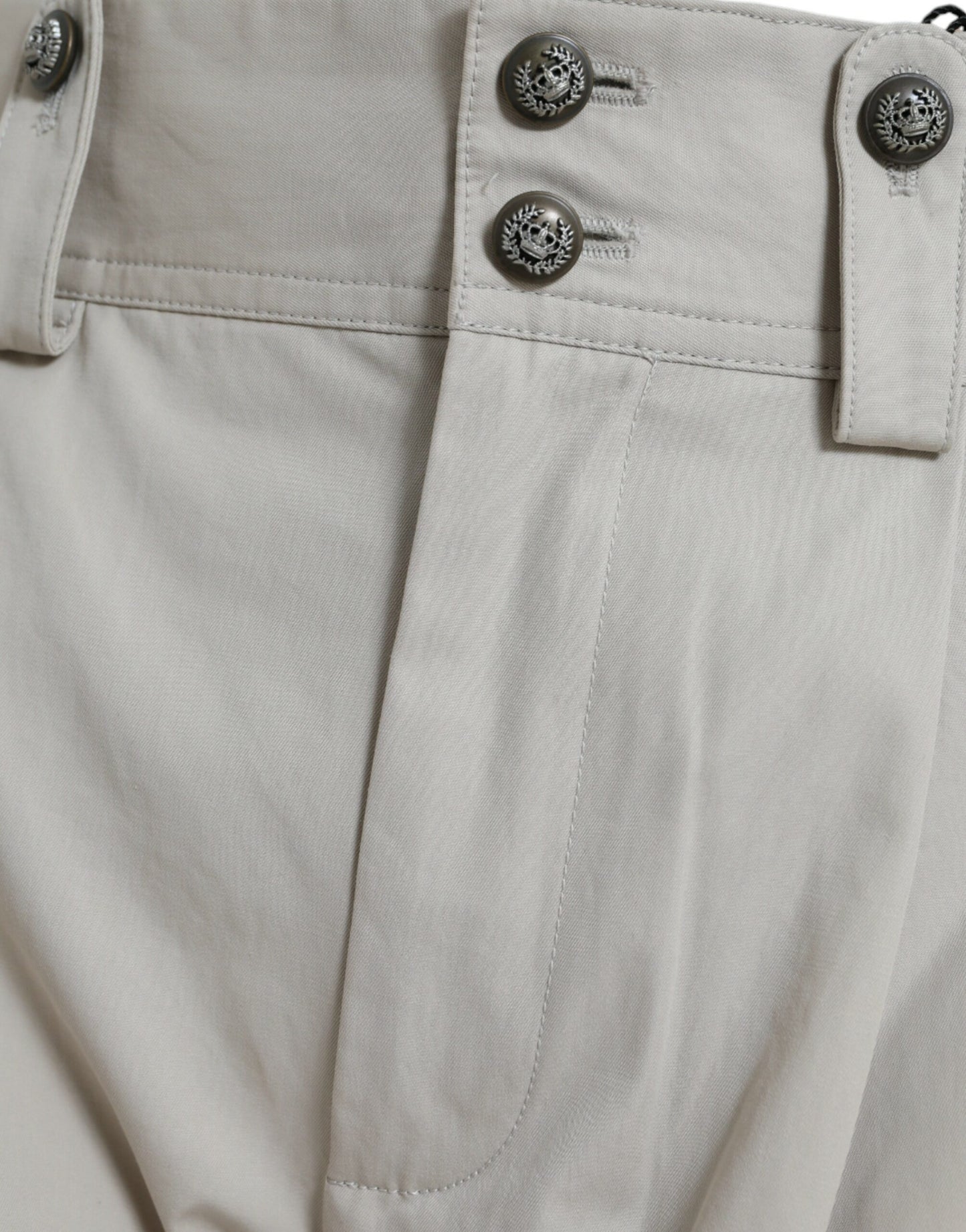 Dolce & Gabbana Beige Cotton High Waist Tapered Pants by Dolce & Gabbana