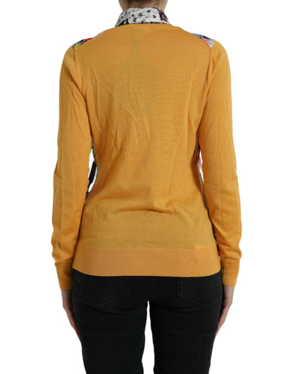 Dolce & Gabbana Multicolor Patchwork Cashmere Henley Sweater by Dolce & Gabbana