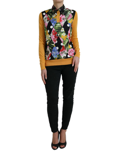 Dolce & Gabbana Multicolor Patchwork Cashmere Henley Sweater by Dolce & Gabbana