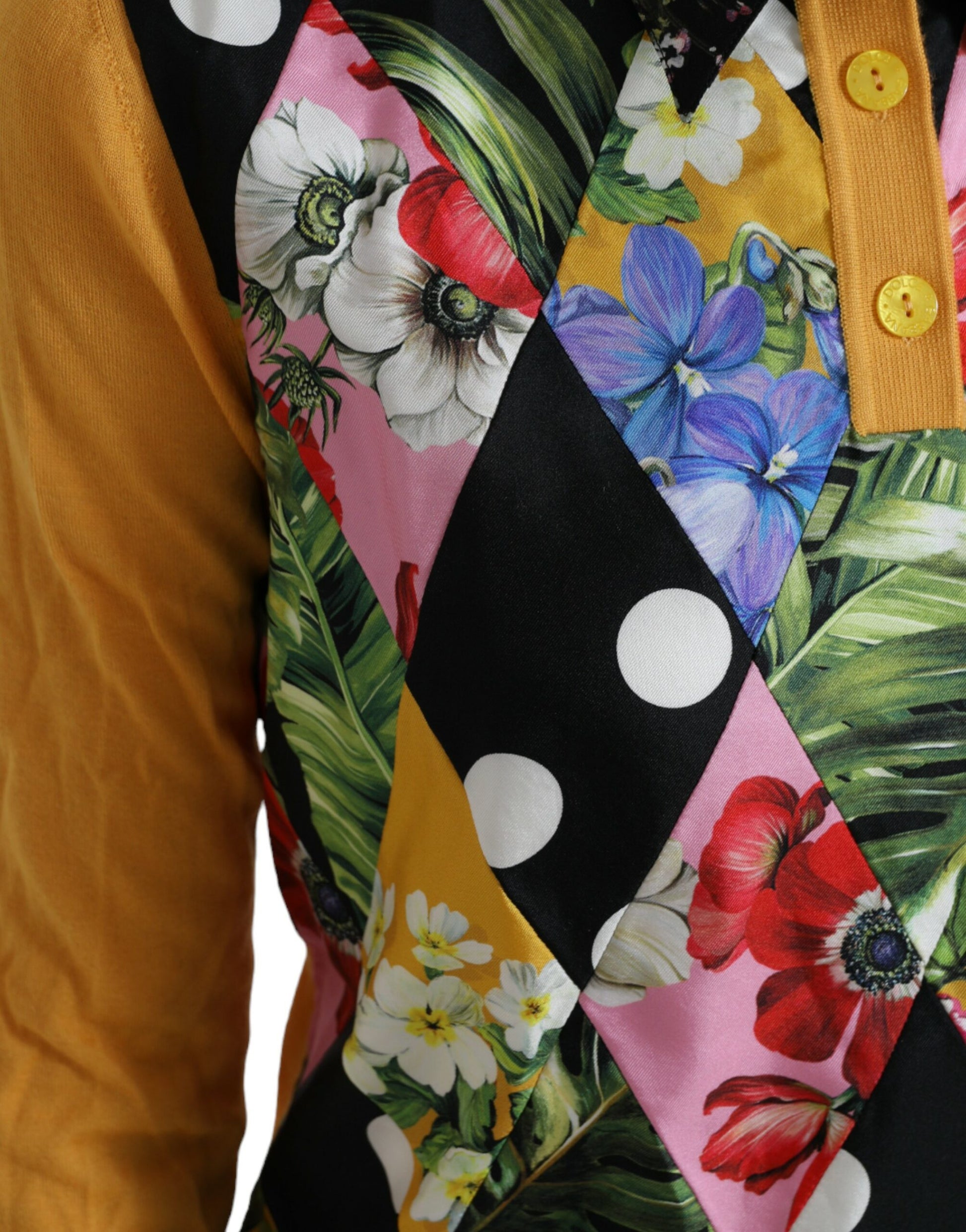 Dolce & Gabbana Multicolor Patchwork Cashmere Henley Sweater by Dolce & Gabbana