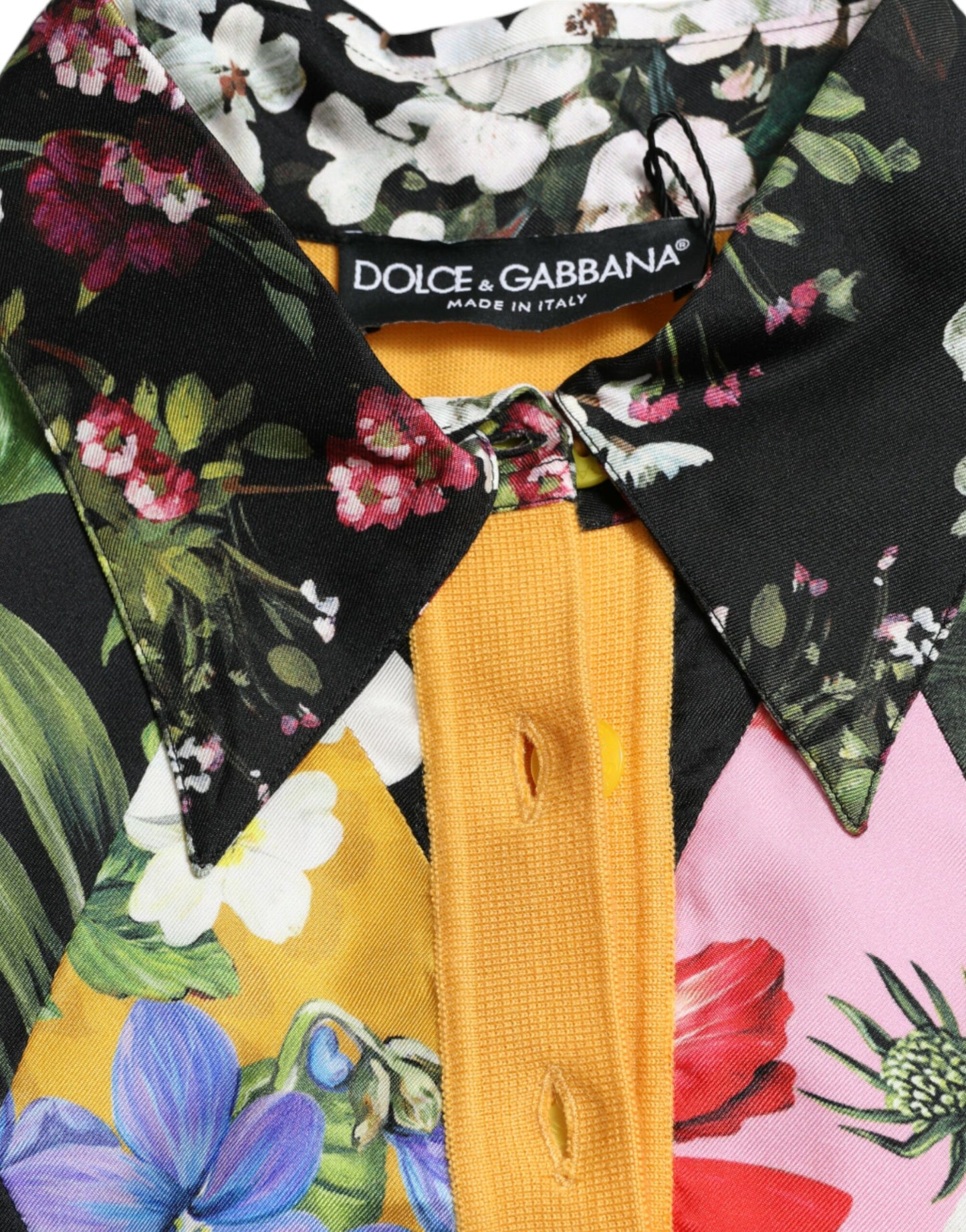 Dolce & Gabbana Multicolor Patchwork Cashmere Henley Sweater by Dolce & Gabbana