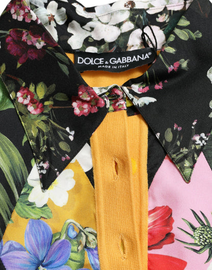 Dolce & Gabbana Multicolor Patchwork Cashmere Henley Sweater by Dolce & Gabbana