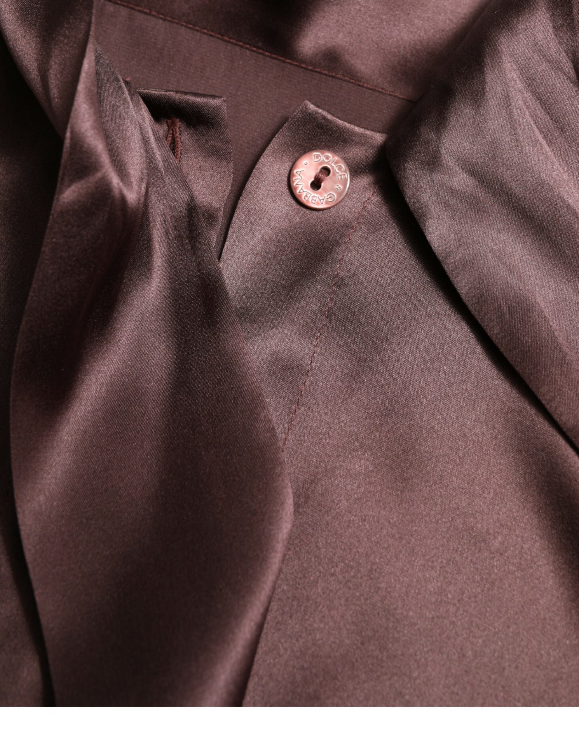 Dolce & Gabbana Brown Silk Ascot Collar Long Sleeve Blouse Top by Dolce & Gabbana
