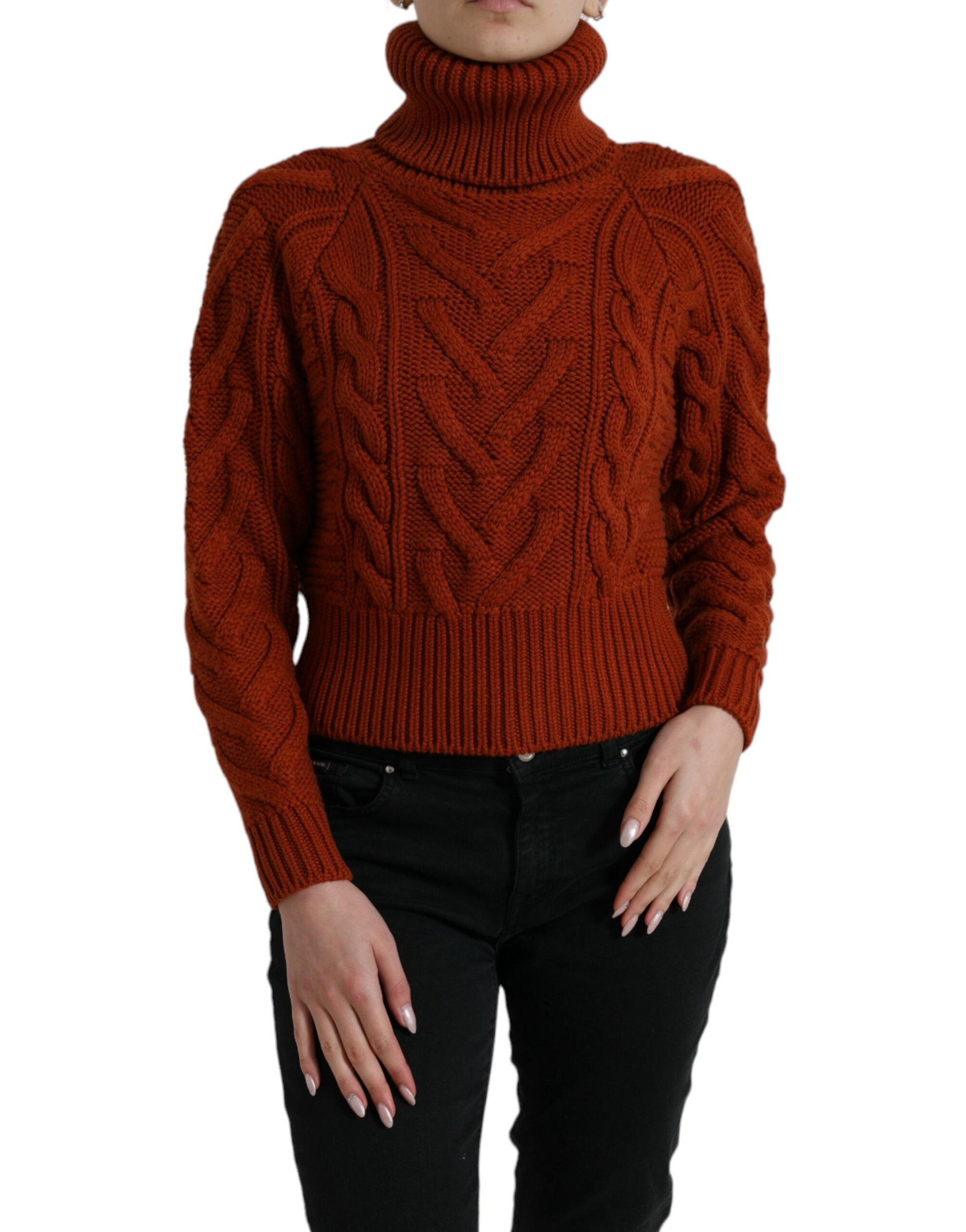 Dolce & Gabbana Brown Wool Knit Turtleneck Pullover Sweater by Dolce & Gabbana