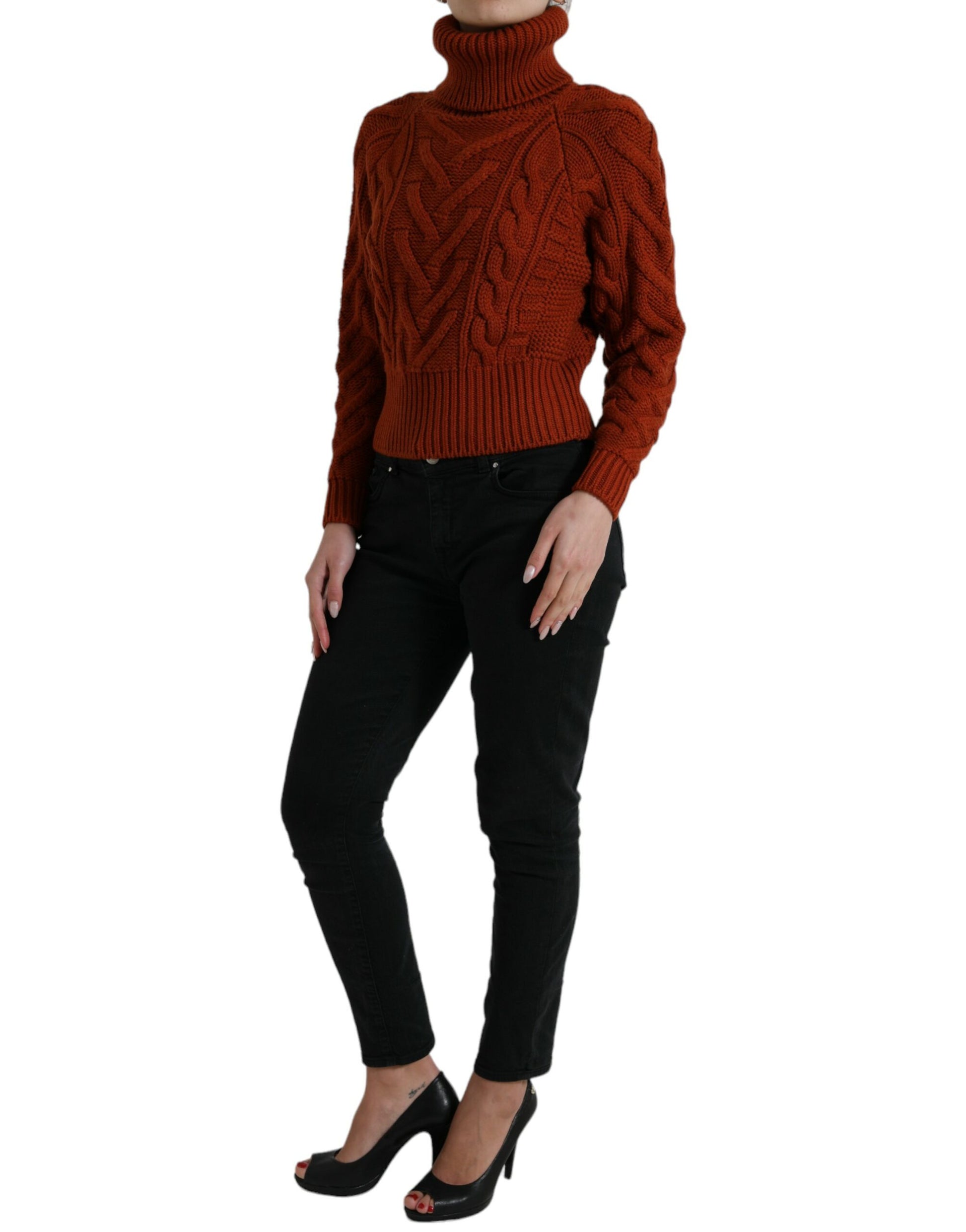 Dolce & Gabbana Brown Wool Knit Turtleneck Pullover Sweater by Dolce & Gabbana