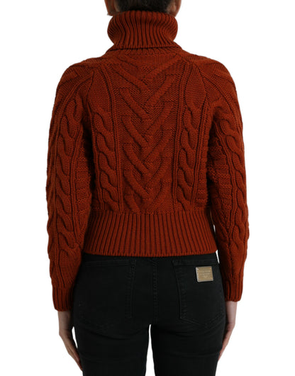 Dolce & Gabbana Brown Wool Knit Turtleneck Pullover Sweater by Dolce & Gabbana