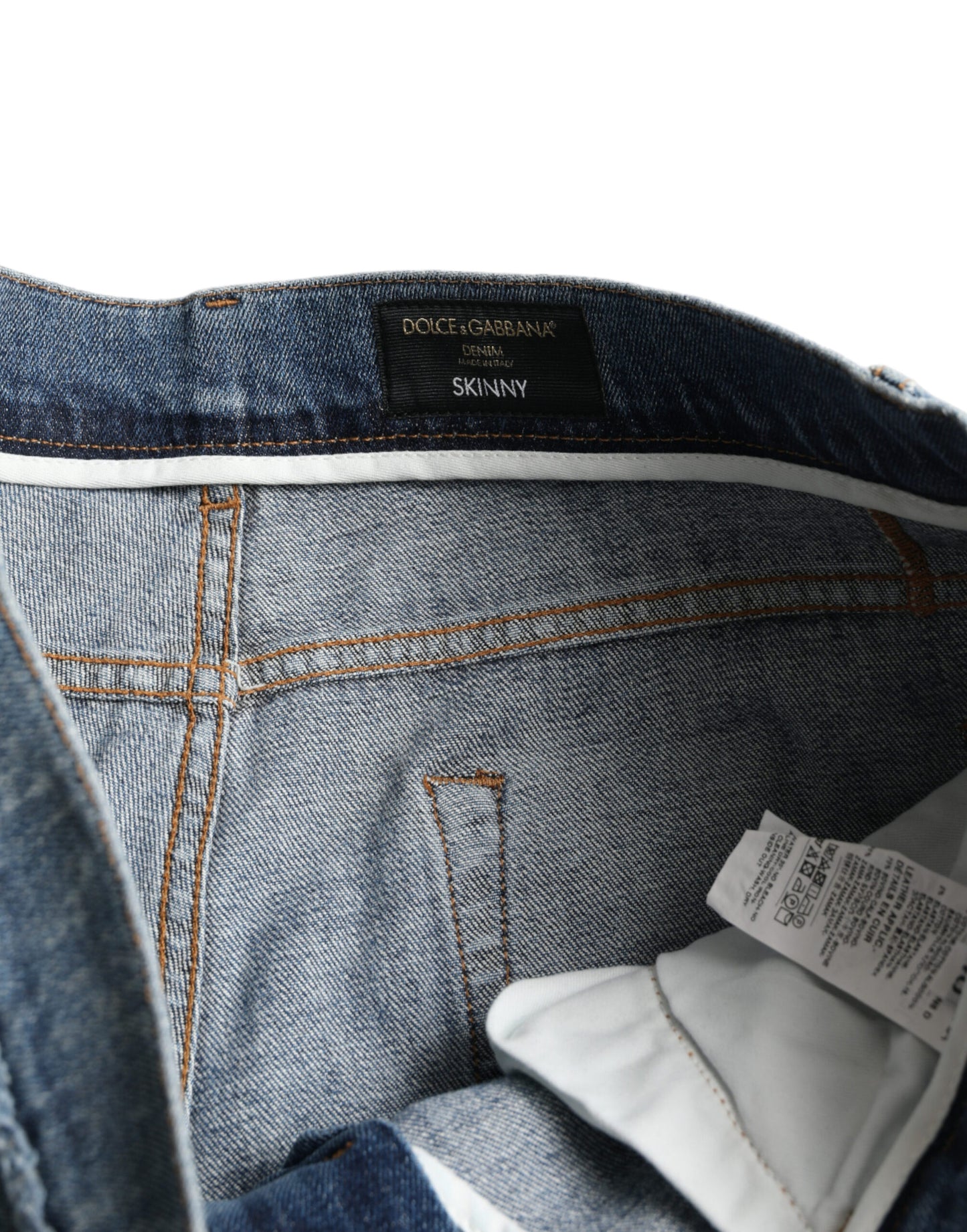 Dolce & Gabbana Blue Washed Skinny Cotton Stretch Denim Jeans by Dolce & Gabbana