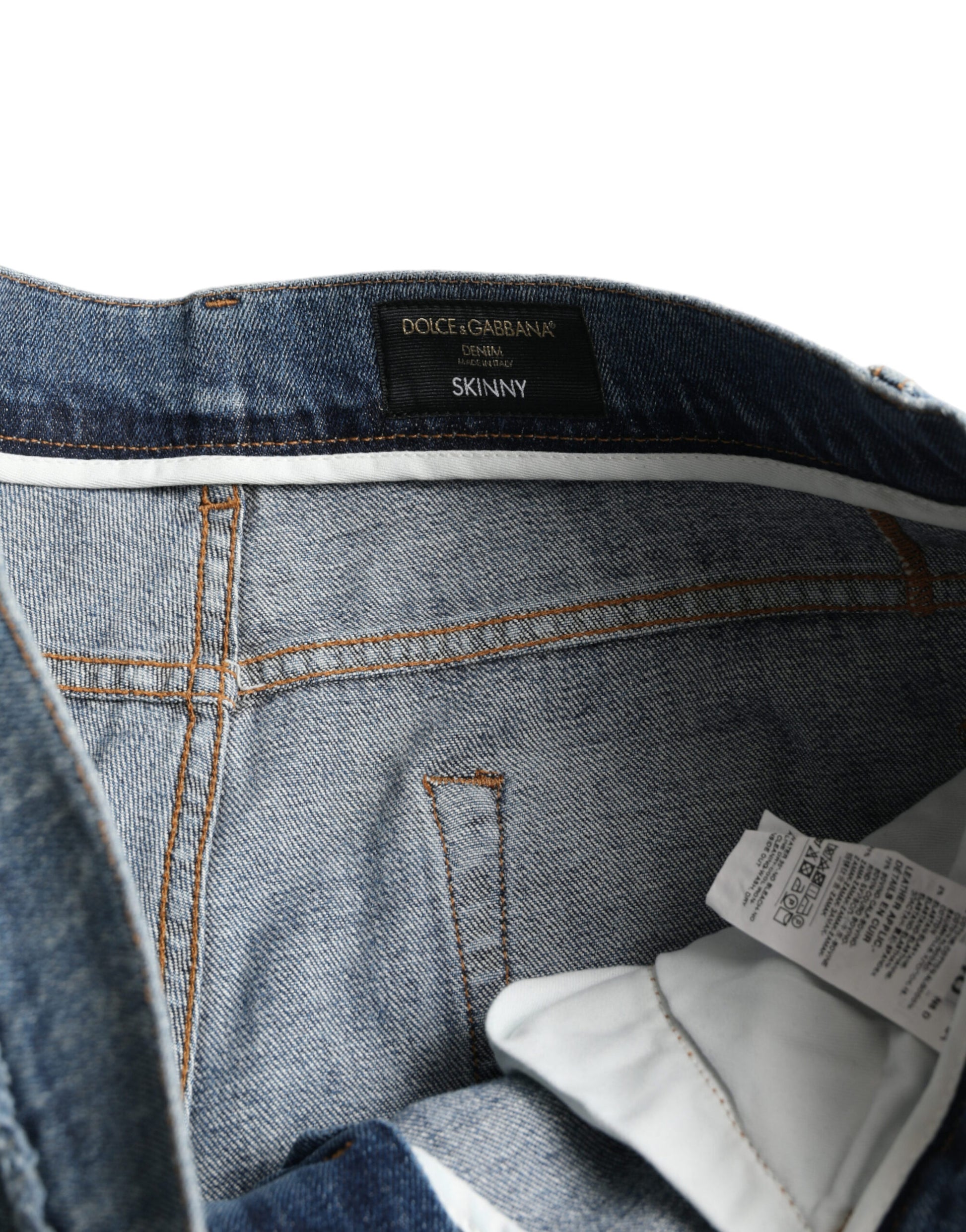 Dolce & Gabbana Blue Washed Skinny Cotton Stretch Denim Jeans by Dolce & Gabbana