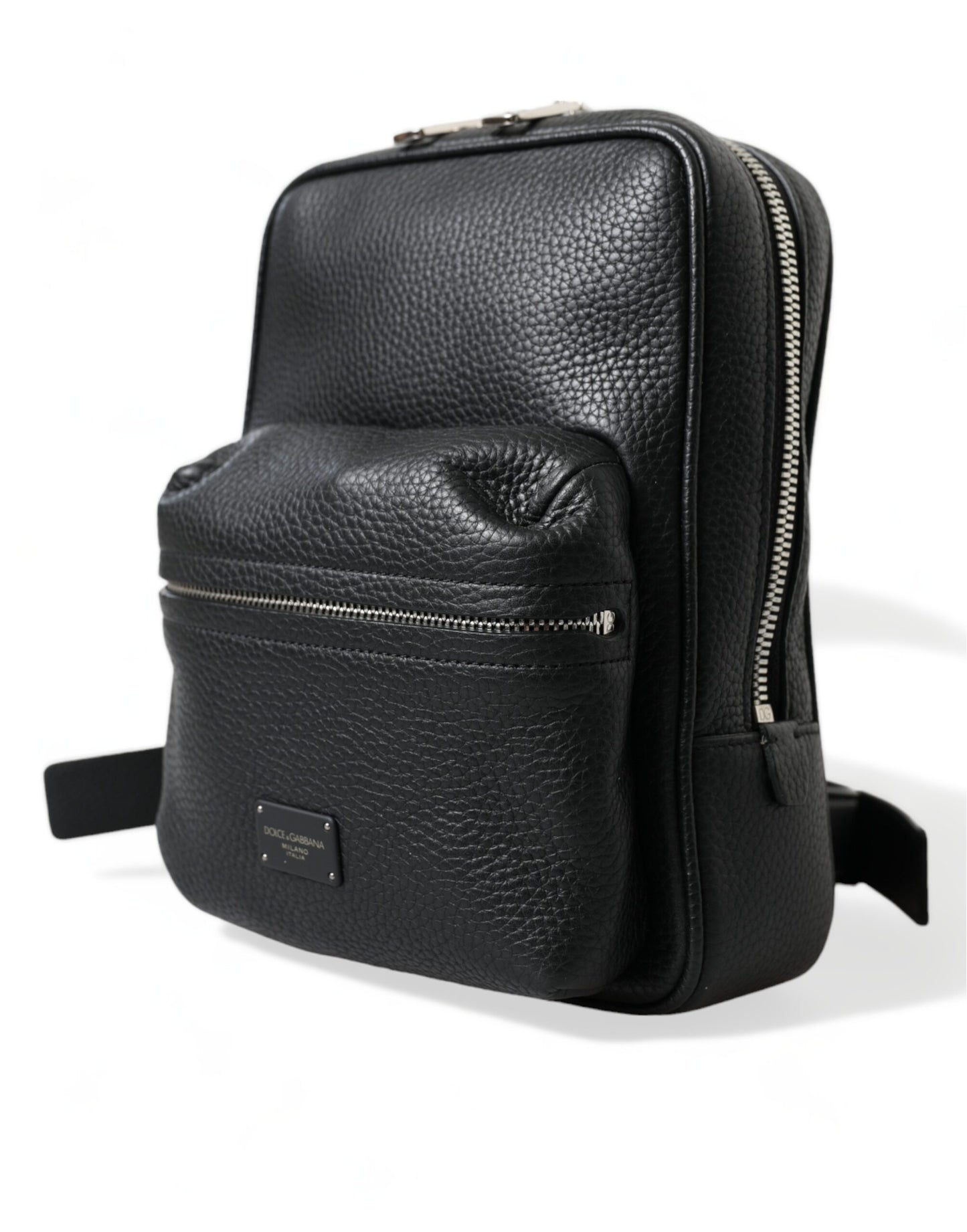 Dolce &amp; Gabbana Black Calfskin Leather Logo Palermo Backpack Bag