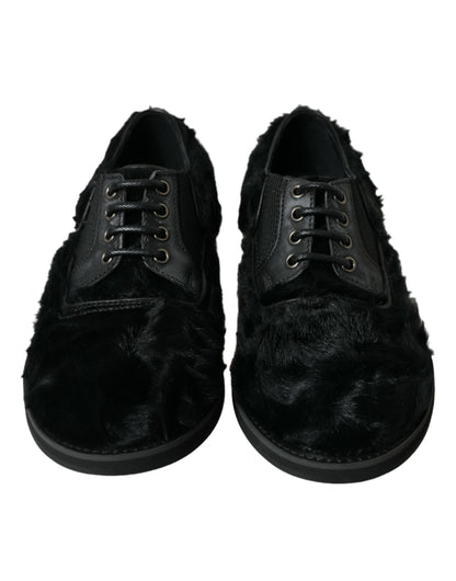 Chaussures Derby élégantes en fourrure noire Dolce &amp; Gabbana pour homme