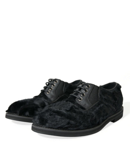 Chaussures Derby élégantes en fourrure noire Dolce &amp; Gabbana pour homme