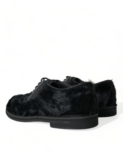 Chaussures Derby élégantes en fourrure noire Dolce &amp; Gabbana pour homme