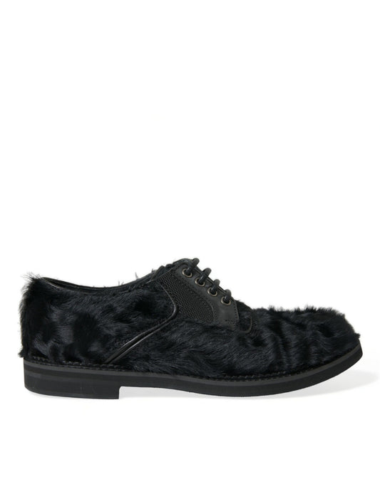 Chaussures Derby élégantes en fourrure noire Dolce &amp; Gabbana pour homme
