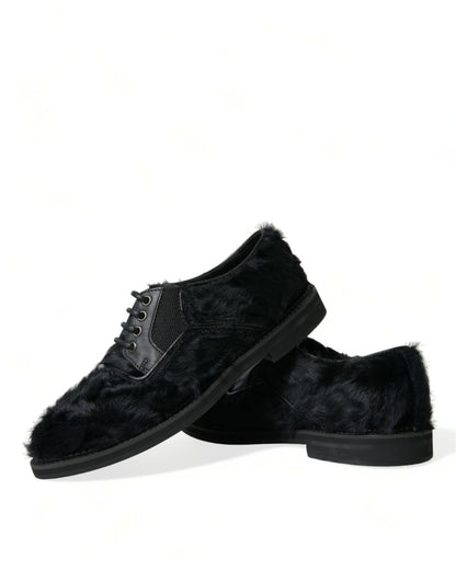 Chaussures Derby élégantes en fourrure noire Dolce &amp; Gabbana pour homme