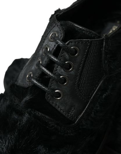 Chaussures Derby élégantes en fourrure noire Dolce &amp; Gabbana pour homme