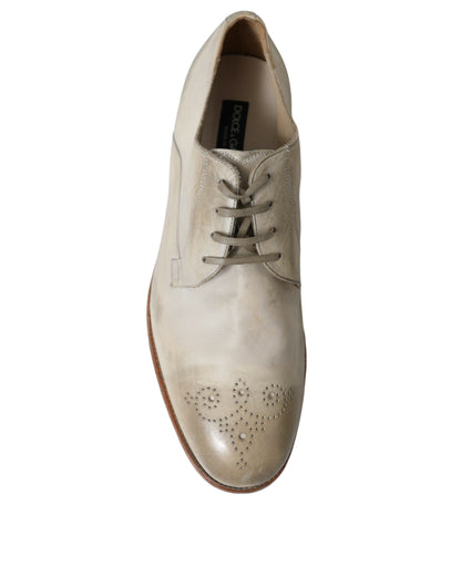 Chaussures Derby élégantes en cuir de veau blanc Dolce &amp; Gabbana