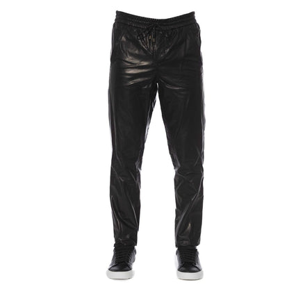 Trussardi Black Lamb Leather Men Trouser by Trussardi